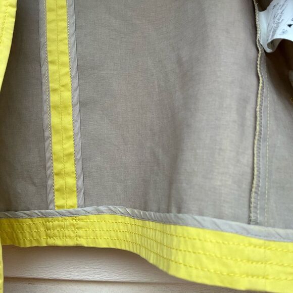 Style Benetton yellow 3/4 sleeve standup collar jacket. Front buttons, lapels, S - Picture 8 of 11